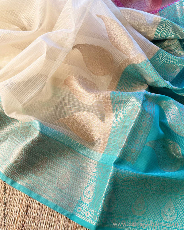 DP-Y01568 Cream Cotton Silk Sari