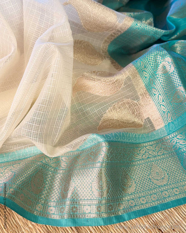 DP-Y01568 Cream Cotton Silk Sari