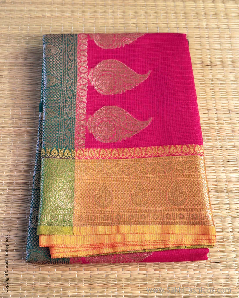 DP-Y01566 Pink Cotton Silk Sari