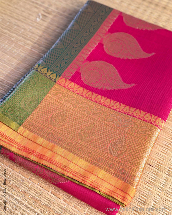 DP-Y01566 Pink Cotton Silk Sari