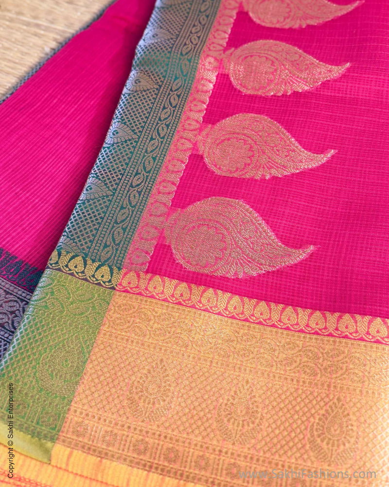 DP-Y01566 Pink Cotton Silk Sari