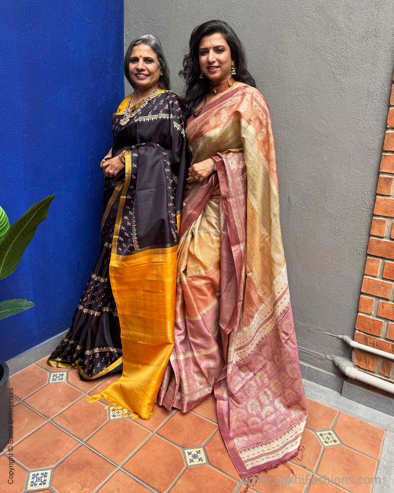 EE-Y07631 Black Floral Kanchi Sari