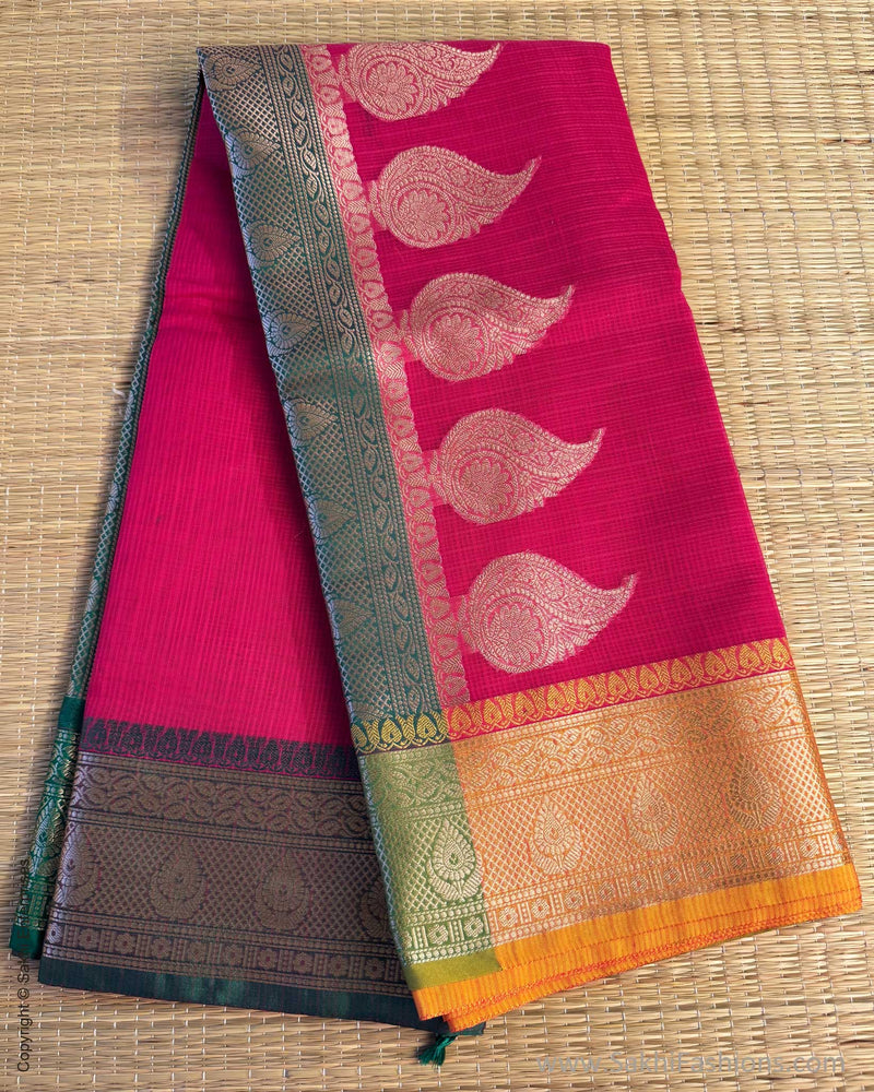 DP-Y01566 Pink Cotton Silk Sari