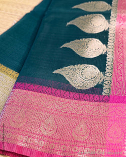 DP-Y01567 Green Cotton Silk Sari
