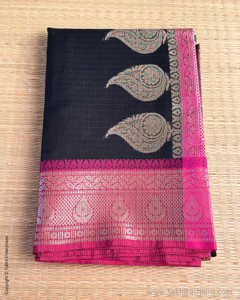DP-Y01565 Black Cotton Silk Sari