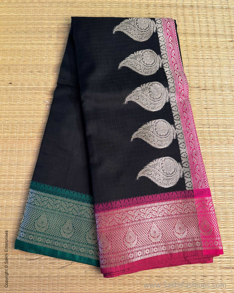 DP-Y01565 Black Cotton Silk Sari