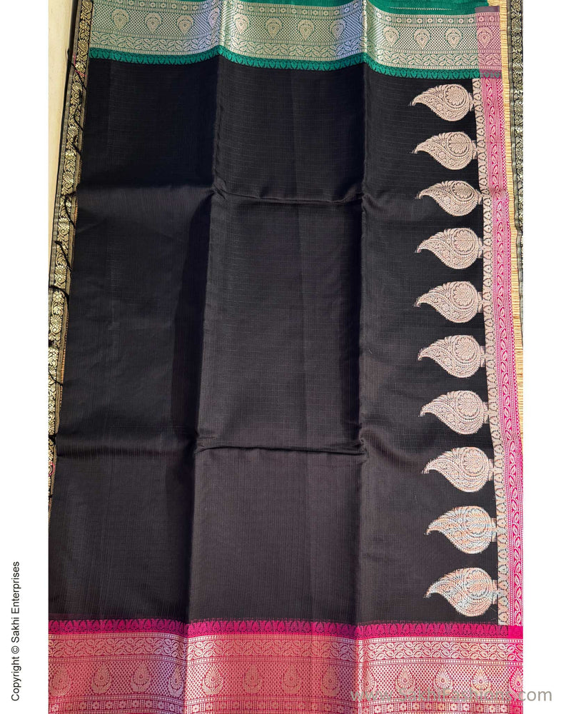 DP-Y01565 Black Cotton Silk Sari