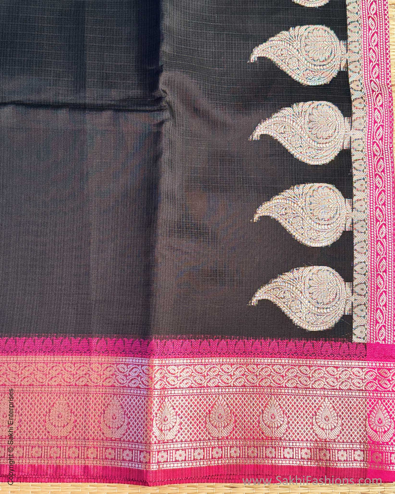 DP-Y01565 Black Cotton Silk Sari