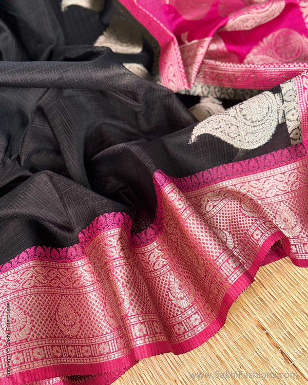 DP-Y01565 Black Cotton Silk Sari