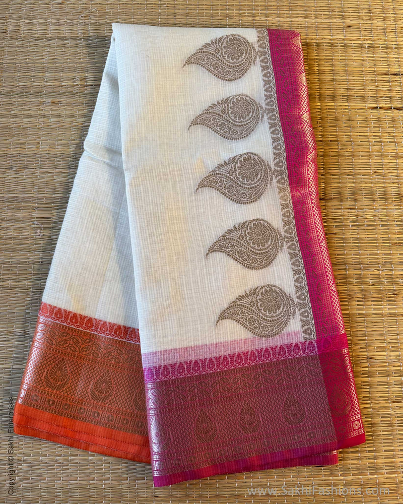DP-Y01564 Cream Cotton Silk Sari