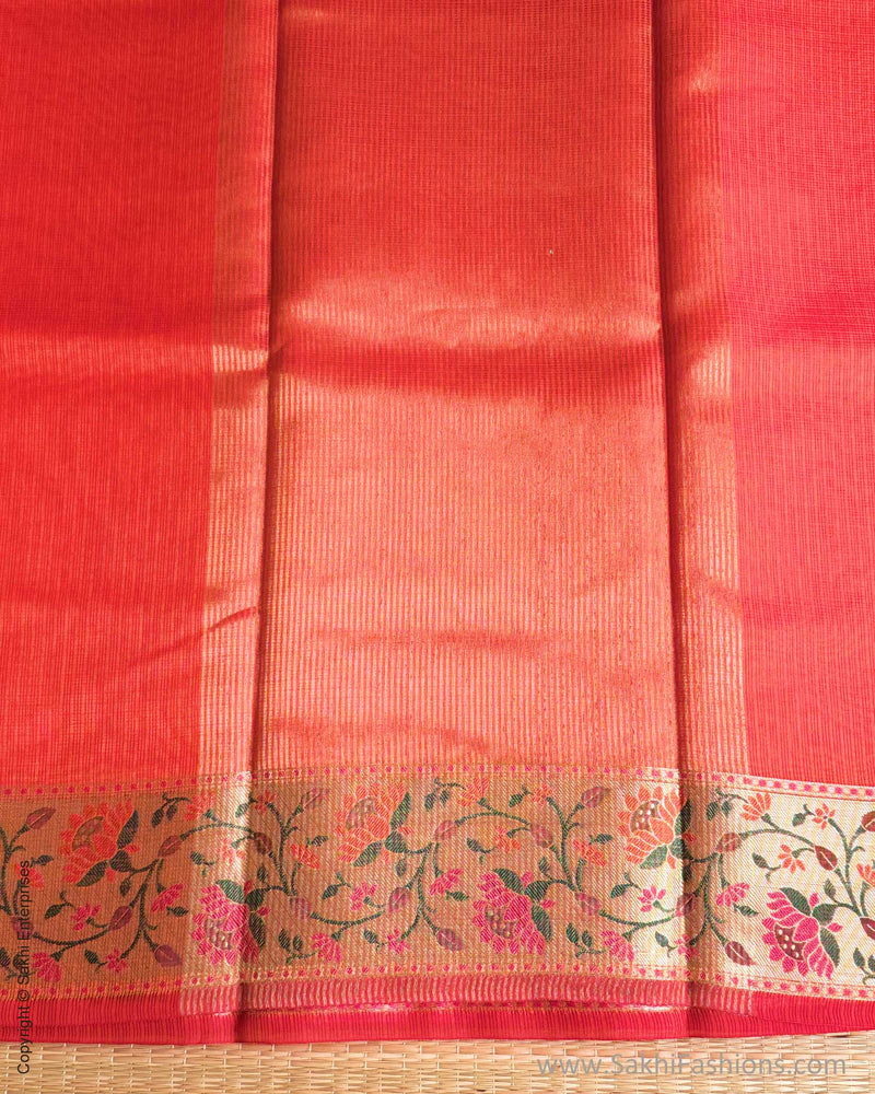 DP-Y01563 Orange Cotton Silk Sari