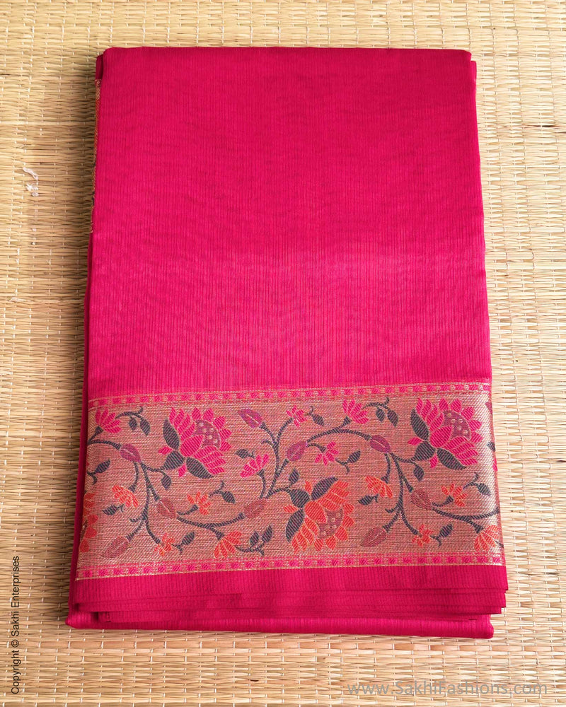 DP-Y01562 Pink Cotton Silk Sari
