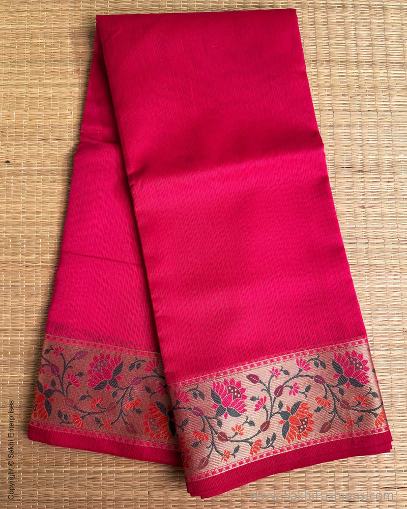 DP-Y01562 Pink Cotton Silk Sari