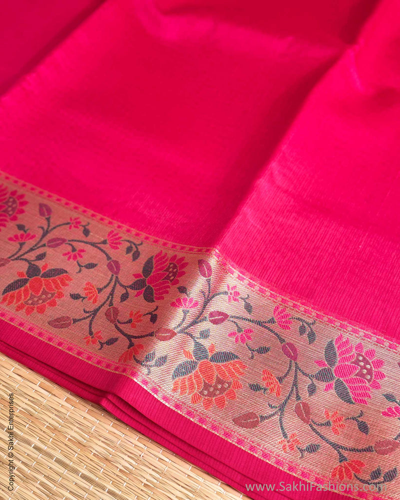 DP-Y01562 Pink Cotton Silk Sari