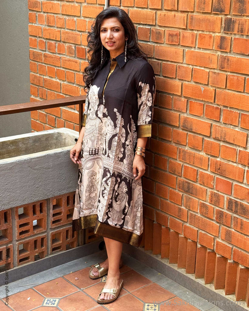 black kalamkari dress Kalamkari Printed Ethnic Dress