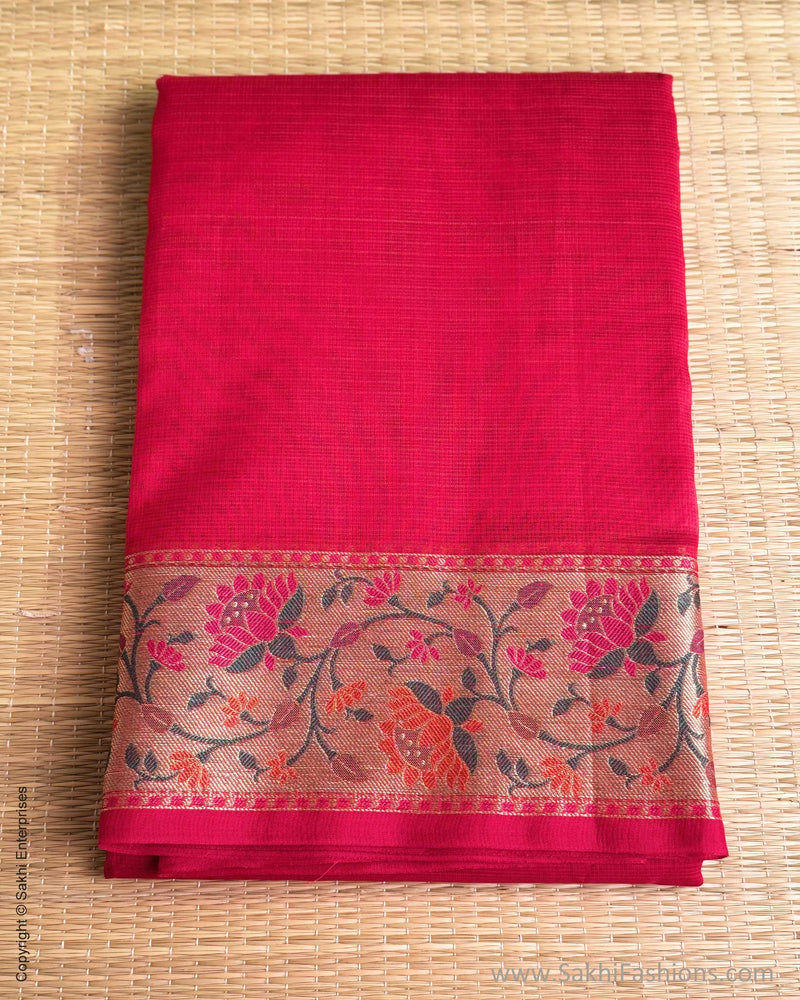 DP-Y01561 Red Cotton Silk Sari