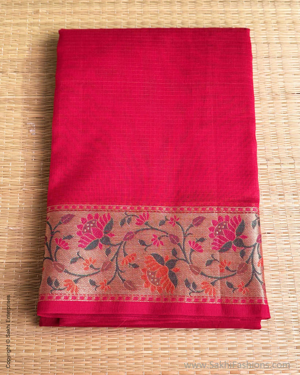 DP-Y01561 Red Cotton Silk Sari