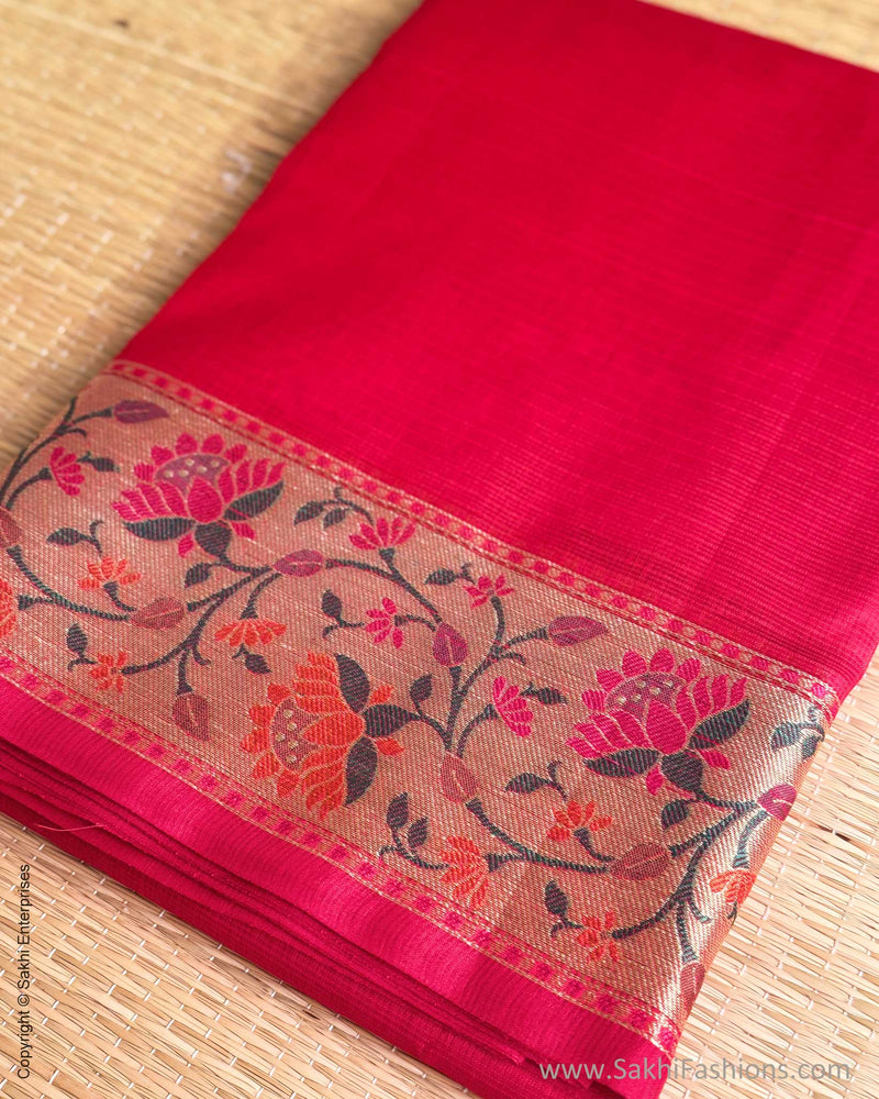 DP-Y01561 Red Cotton Silk Sari