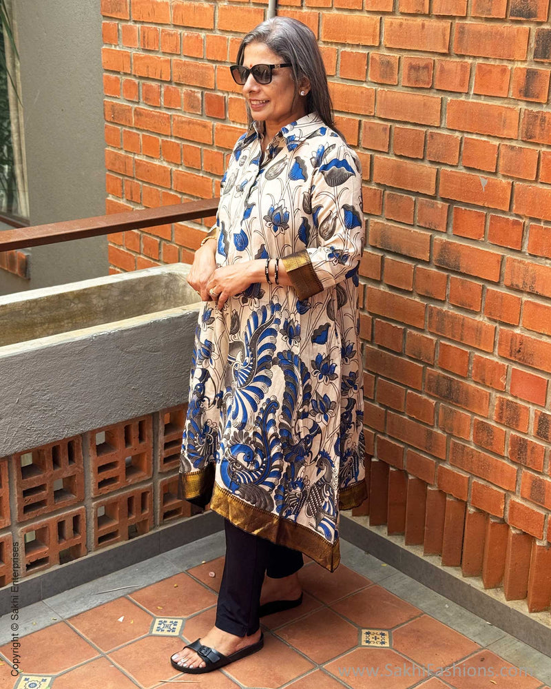 EE-X11515D Blue Kalamkari Dress