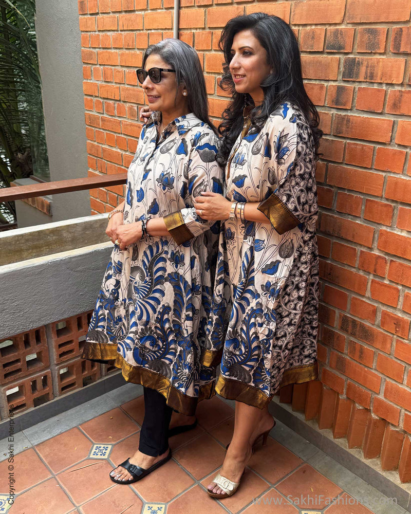 EE-X11515D Blue Kalamkari Dress