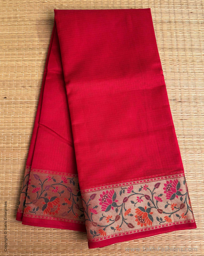 DP-Y01561 Red Cotton Silk Sari