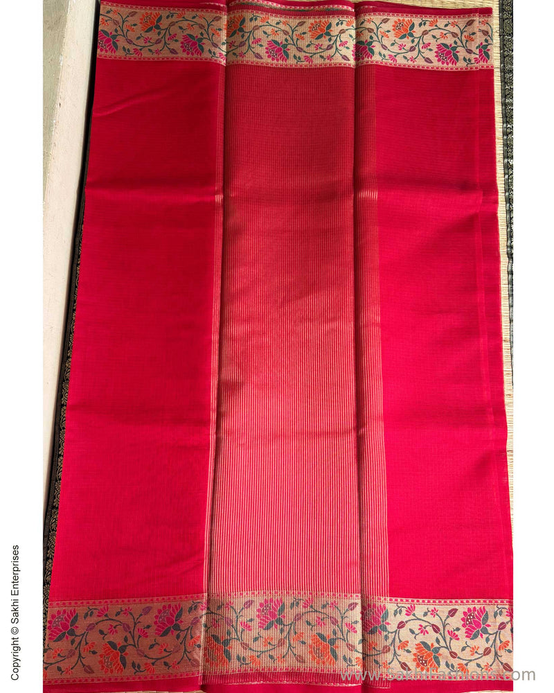 DP-Y01561 Red Cotton Silk Sari