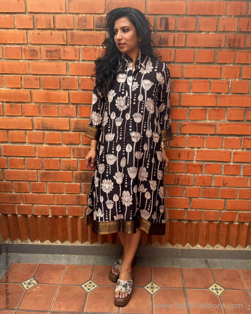EE-X15110D Black Kalamkari Dress