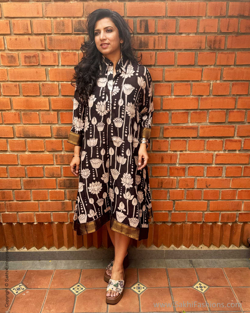 EE-X15110D Black Kalamkari Dress