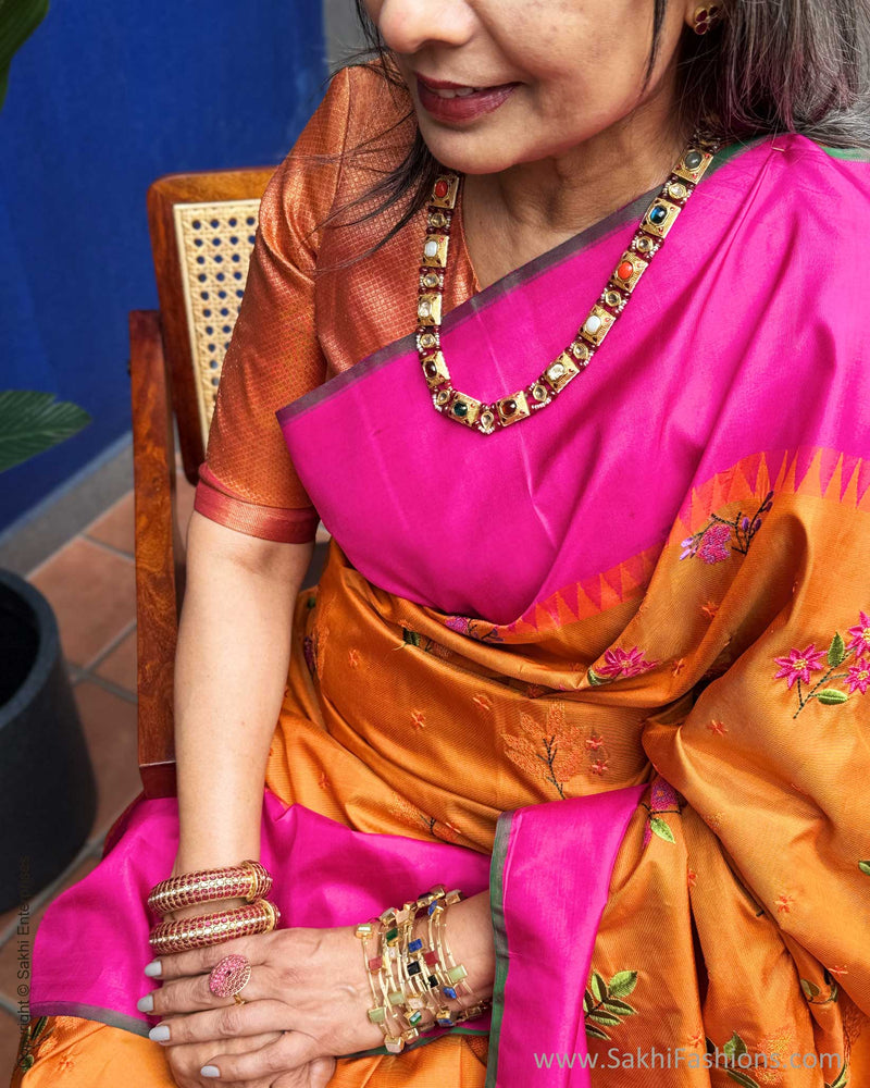 EE-Y07008 Floral Orange Kanchi