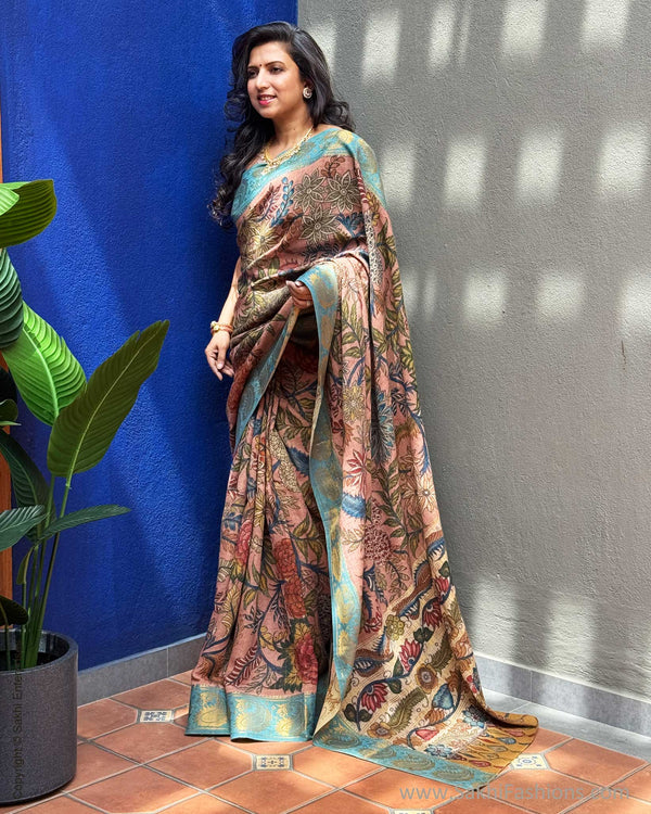 EE-Y04813 Kalamkari Pink Cotton Saree