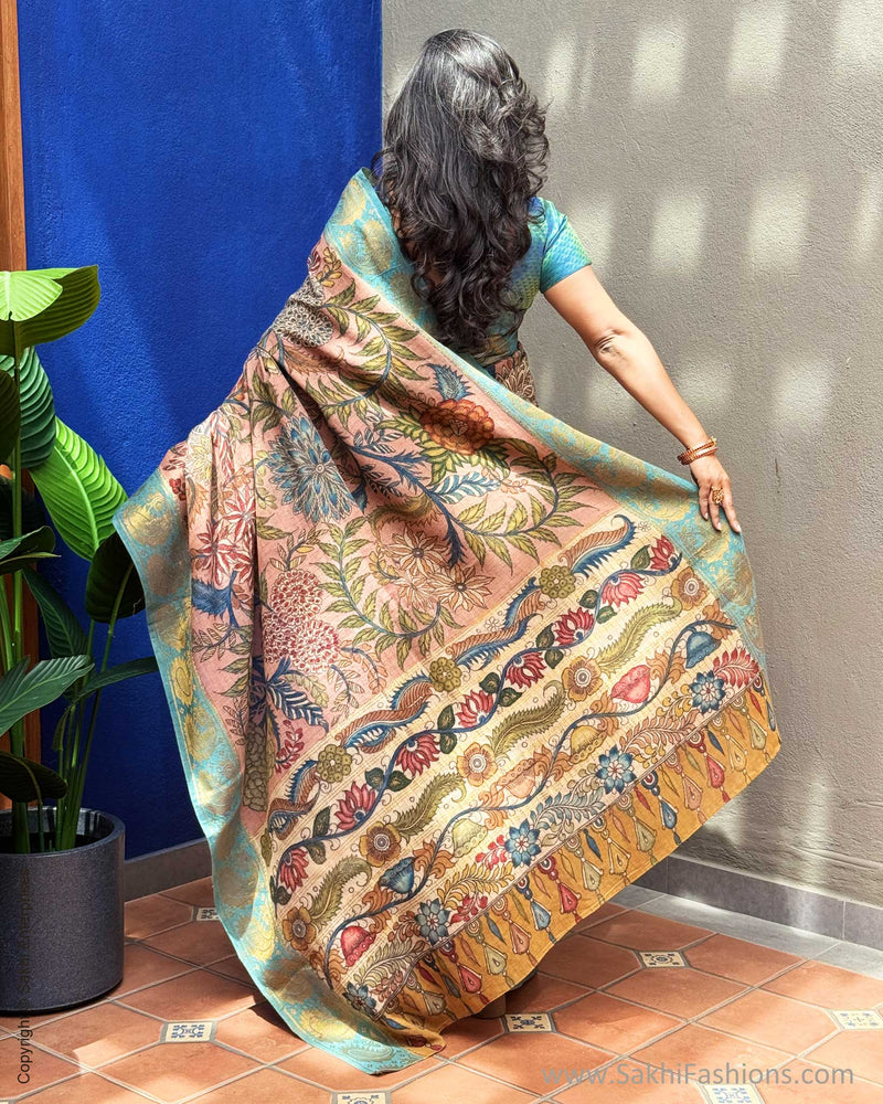 EE-Y04813 Kalamkari Pink Cotton Saree