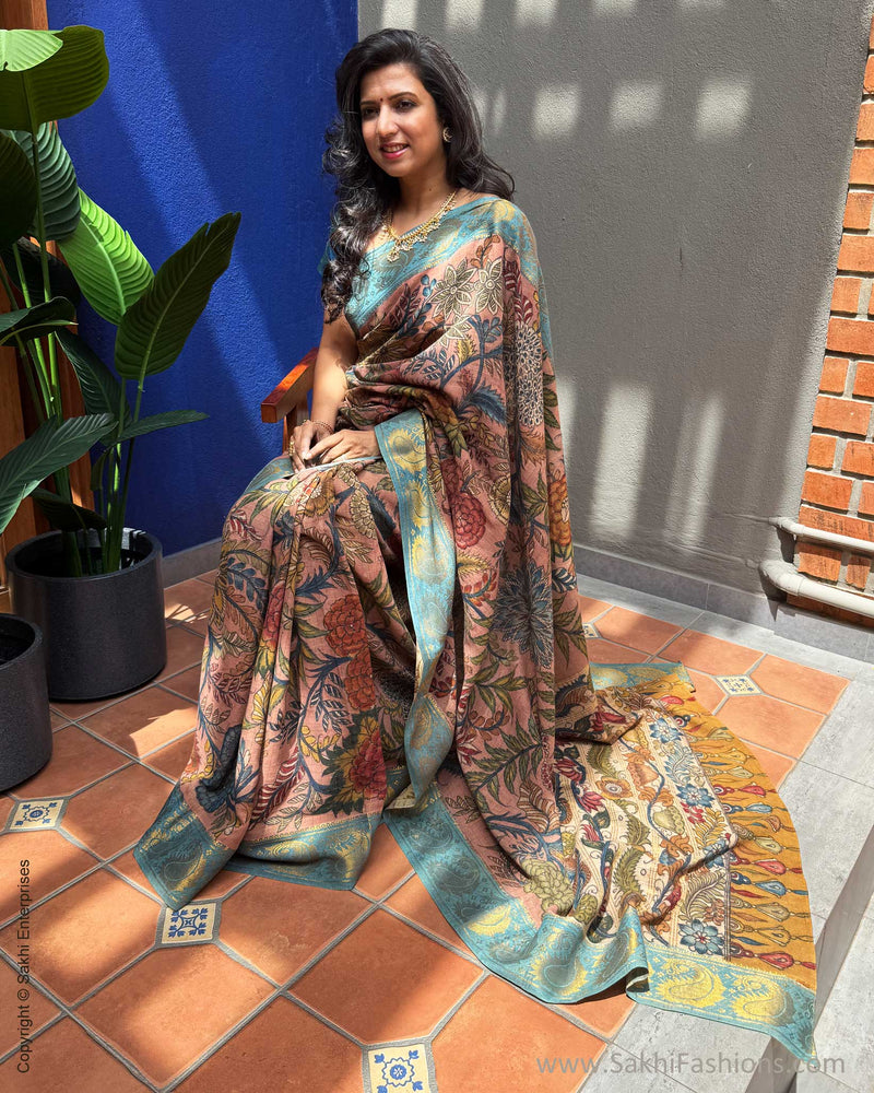 EE-Y04813 Kalamkari Pink Cotton Saree