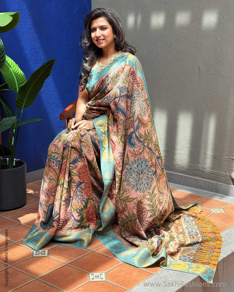 EE-Y04813 Kalamkari Pink Cotton Saree
