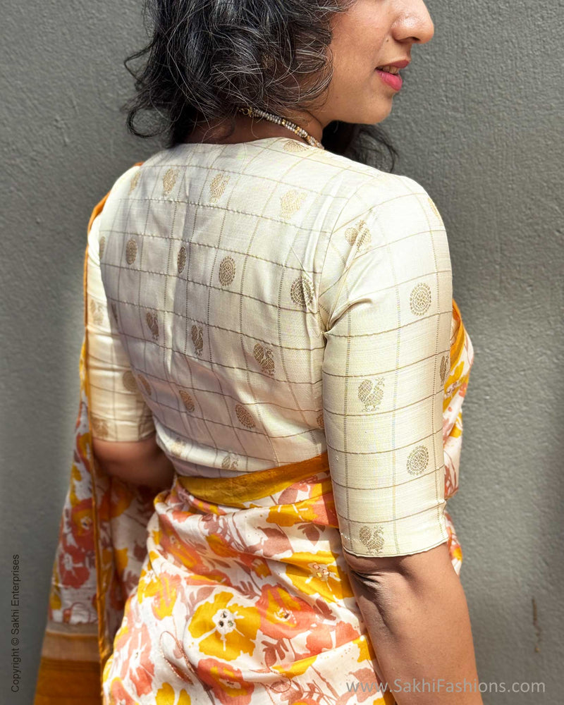 EE-Y06071 Yellow Floral Kanchi Saree
