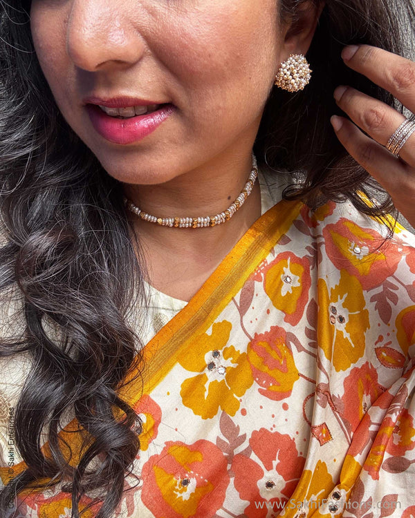 EE-Y06071 Yellow Floral Kanchi Saree