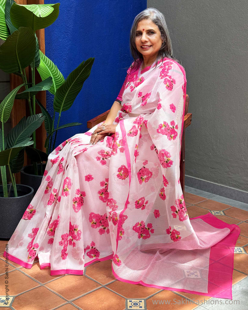 EE-Y07633 Bougainvillea Organza Saree