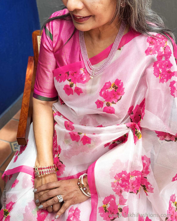 EE-Y07633 Bougainvillea Organza Saree