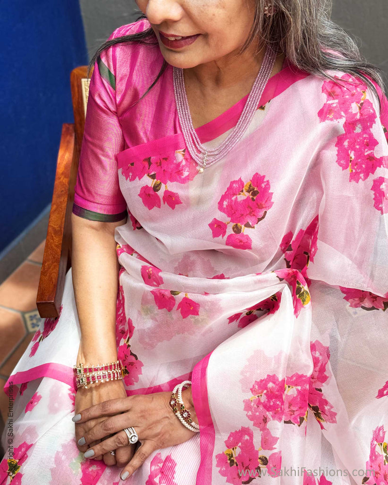 EE-Y07633 Bougainvillea Organza Saree