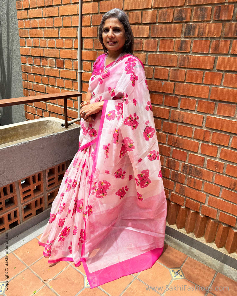 EE-Y07633 Bougainvillea Organza Saree