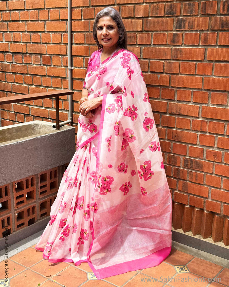 EE-Y07633 Bougainvillea Organza Saree