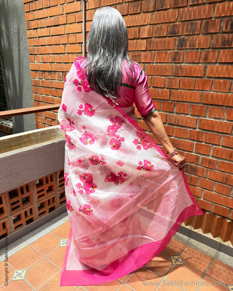 EE-Y07633 Bougainvillea Organza Saree