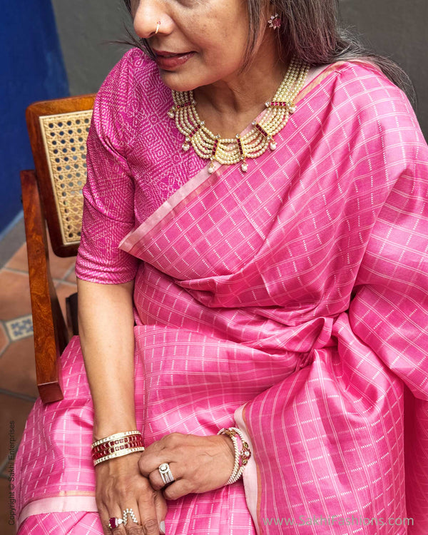 EE-X16424 Pink Thread Kanchi Sari