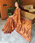 EE-X16206 Brown Tissue Cotton Sari