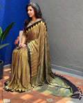 EE-X06814 Yellow Modal Silk Ajrakh Sari