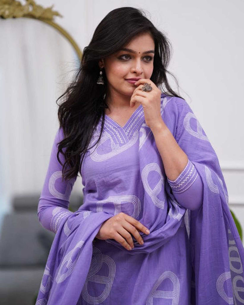 IT-Y25956 Cotton Salwar Lilac