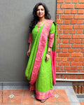 EE-Y02629 Green Pink SariDress