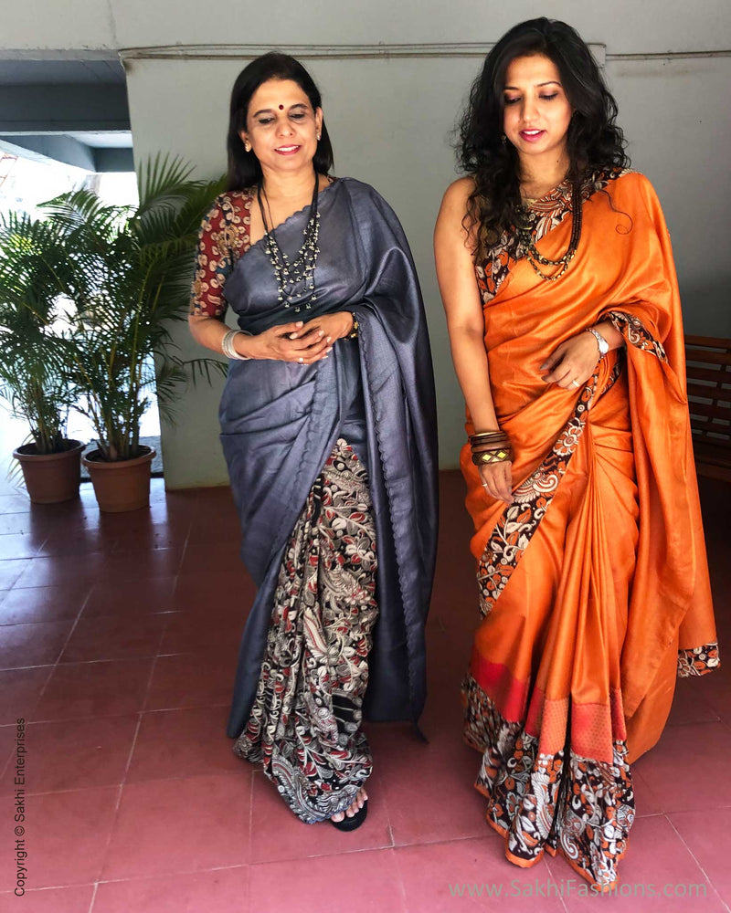 EE-S10609 Orange Tussar Sari