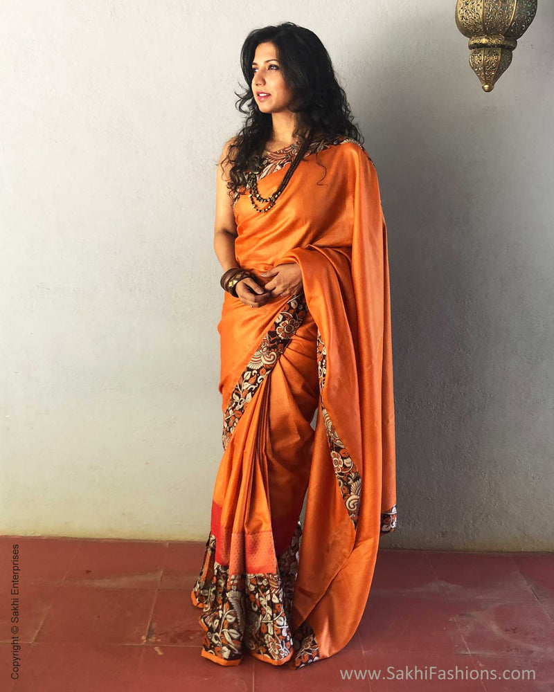 EE-S10609 Orange Tussar Sari