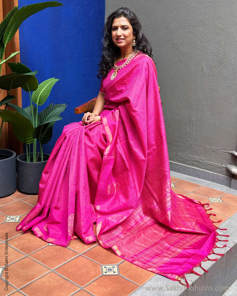 EE-Y08974 Pink Rawsilk Saree