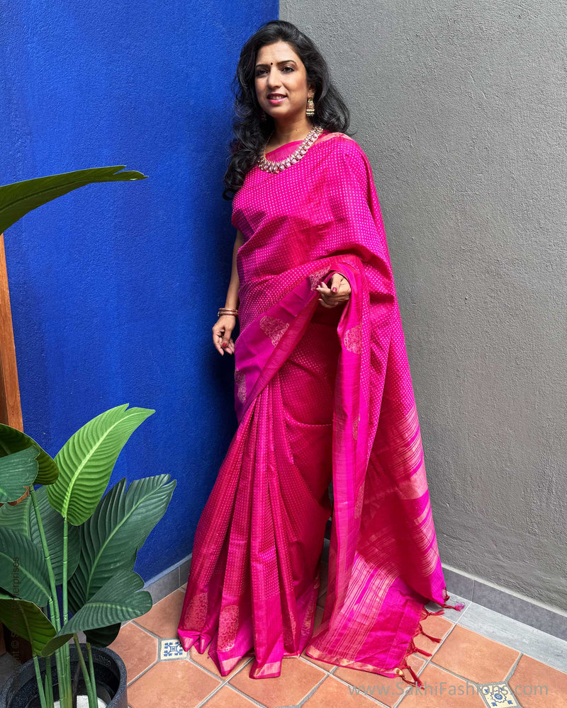 EE-Y08974 Pink Rawsilk Saree